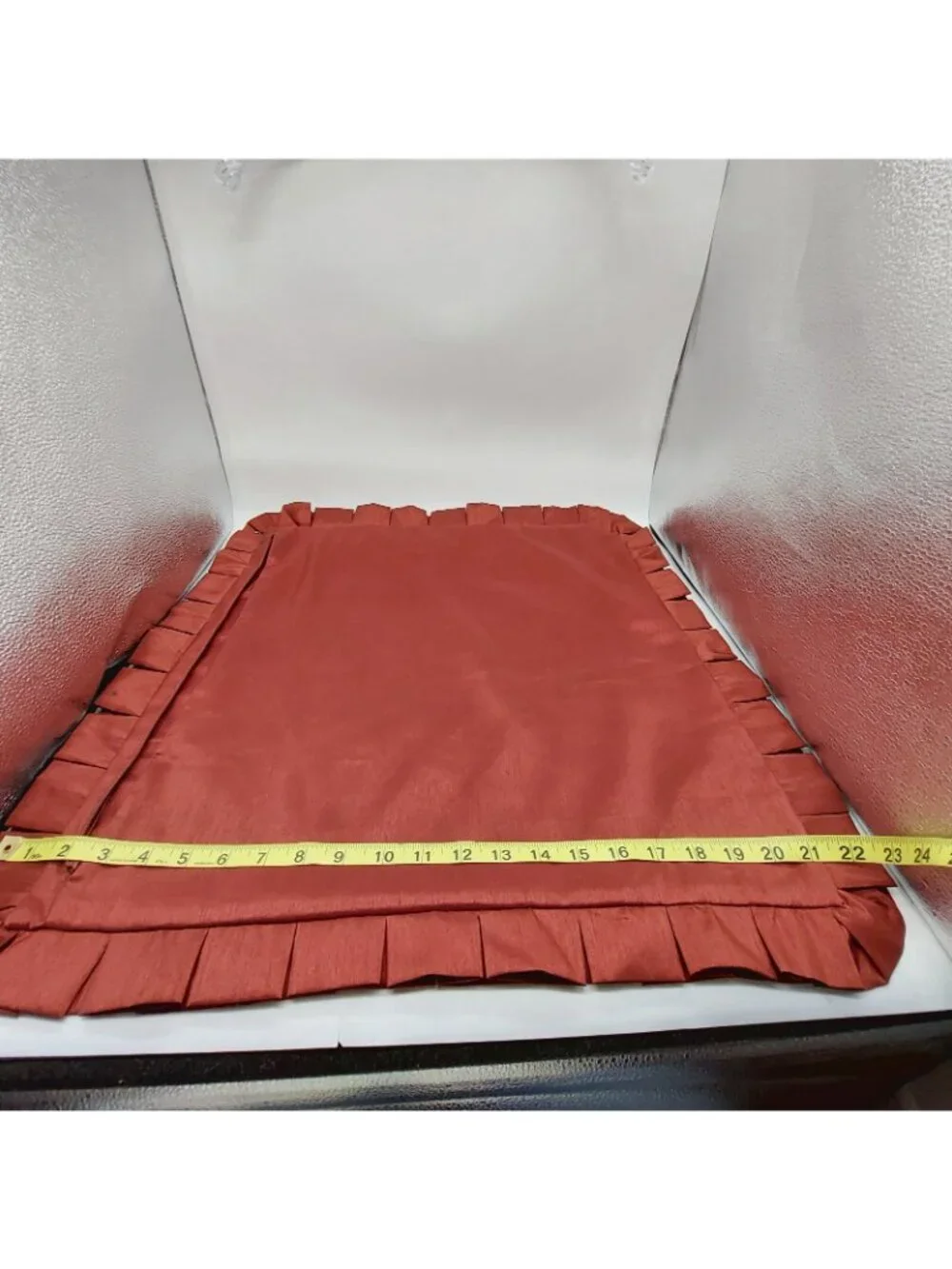 Martha Stewart Square Throw Pillow Sham Red Gold Ruffle